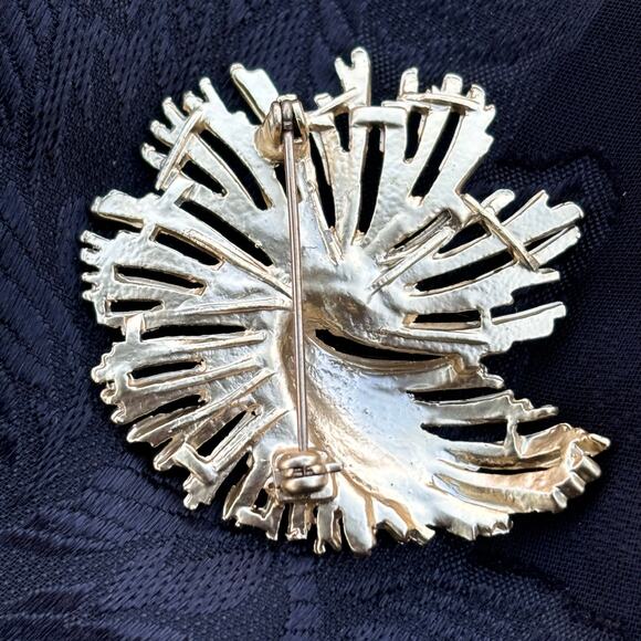 Vintage MCM Weeping Gold Starburst Blue Rhinestone Brooch Pin - Picture 5 of 5